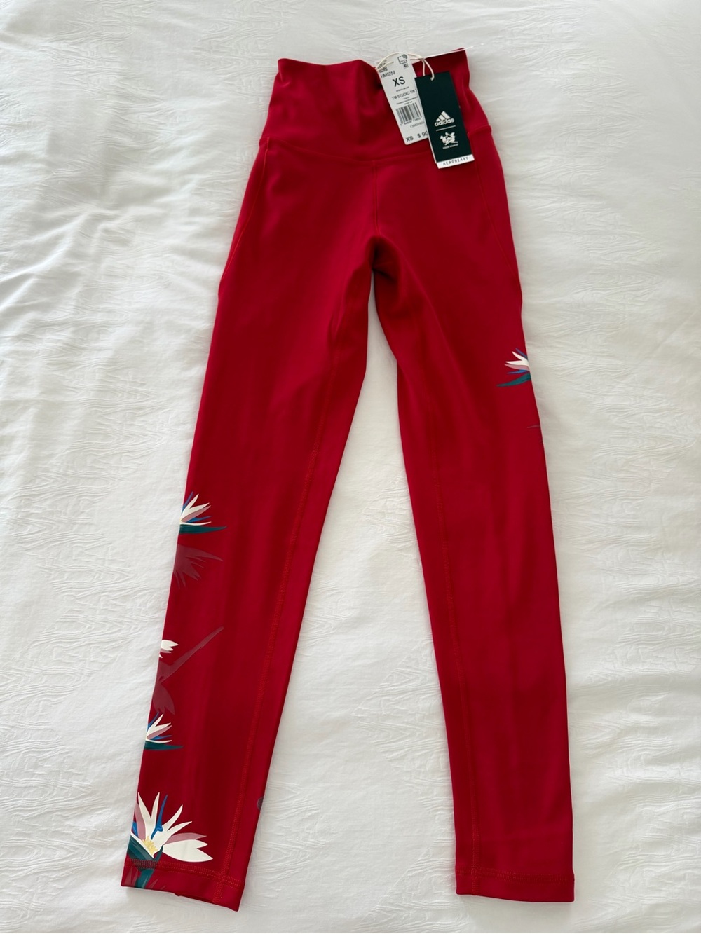 adidas Red Floral Print Kids Leggings